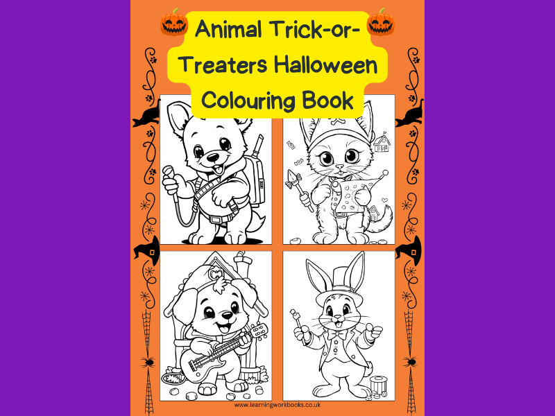 Animal Trick-or-Treaters Halloween Colouring Book