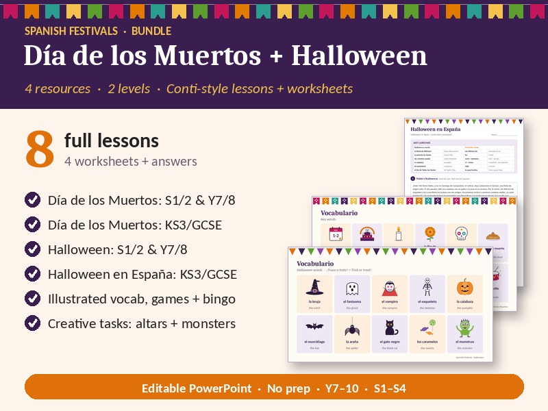Día de los Muertos + Halloween Spanish Bundle, Conti Style: 8 Lessons