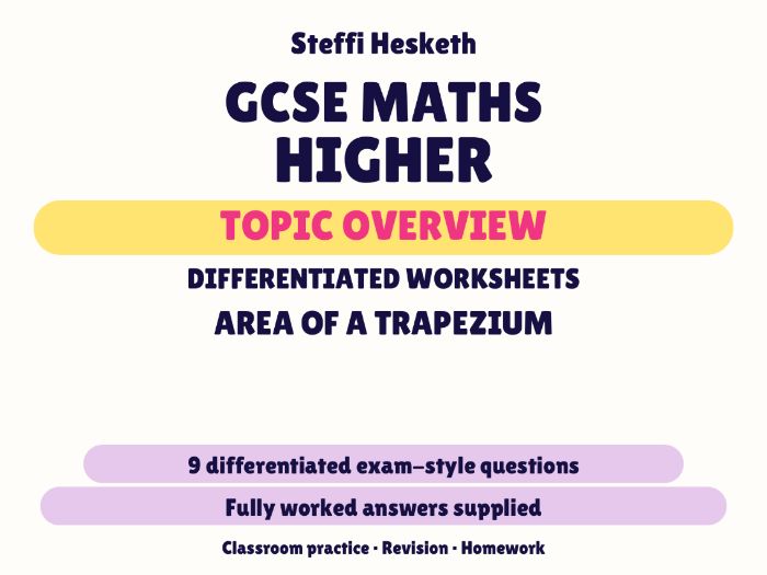 GCSE Higher Area of a Trapezium | Topic Overview Differentiated Worksheet