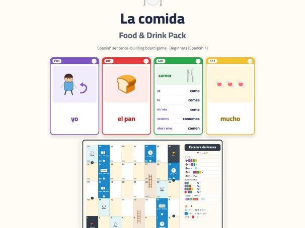 Spanish Food & Drink Sentence-Building Game