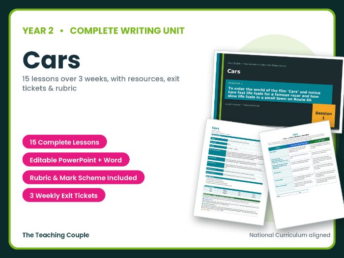 Cars | Year 2 English Unit | 15 Complete Lessons + Resources + Mark Scheme
