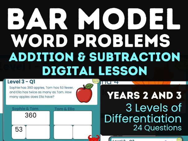 Bar Model Addition and Subtraction Word Problems | Years 2 and 3 Digital Lesson