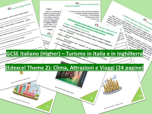 GCSE Italian (Higher) – Tourism in Italy & England (Edexcel Theme 2): Climate, Attractions & Travel
