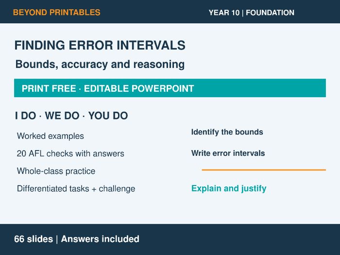 Error Intervals | I Do, We Do, You Do | Year 10 Maths Foundation | Print Free
