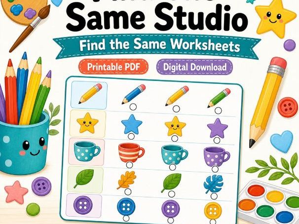 Find The Same Studio | Find the Same Worksheets | Printable PDF | Digital Download