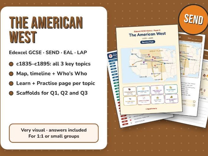 American West c1835–c1895 GCSE Revision | SEND, EAL & LAP Friendly | Visual (2025 Spec)