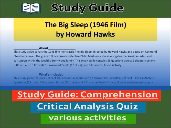 The Big Sleep (1946 Film), study guide & Activities