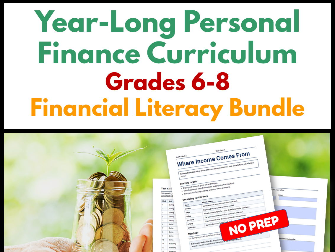 Year-Long Personal Finance Curriculum | Grades 6-8 | Financial Literacy Bundle