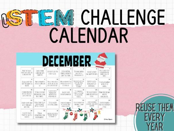 STEM Challenge Calendar – December | Daily STEM Activities for Primary & ESL