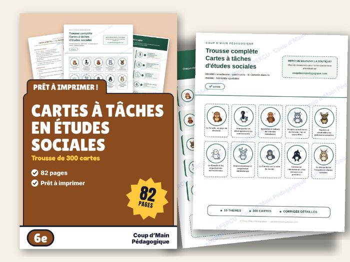 French Social Studies Task Cards Grade 6 Canadian Identity | Études sociales