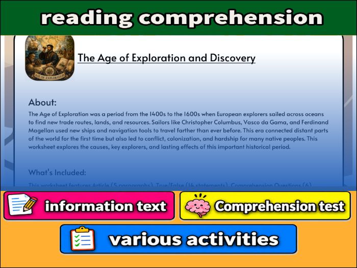 The Age of Exploration and Discovery - Reading Comprehension & Activities