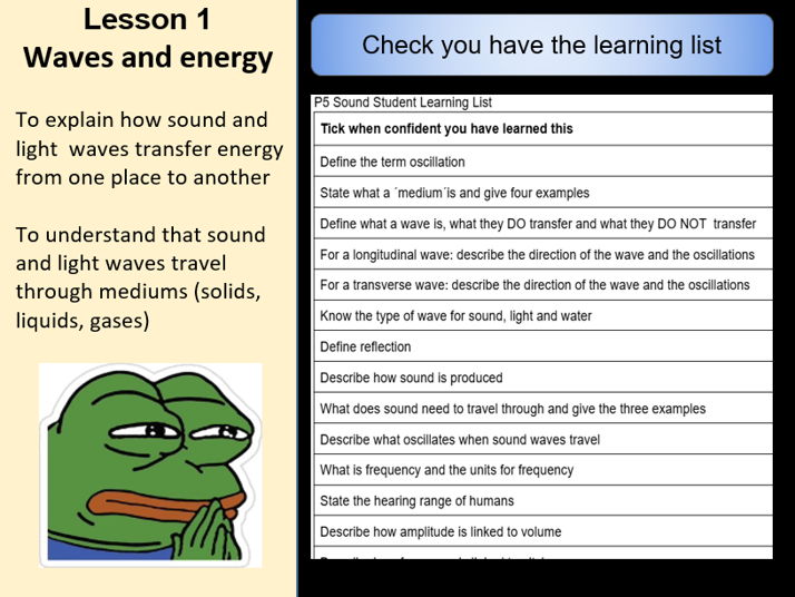 Springboard KS3 Y7-8  P5 Waves and Sound 12 Lesson Bundle