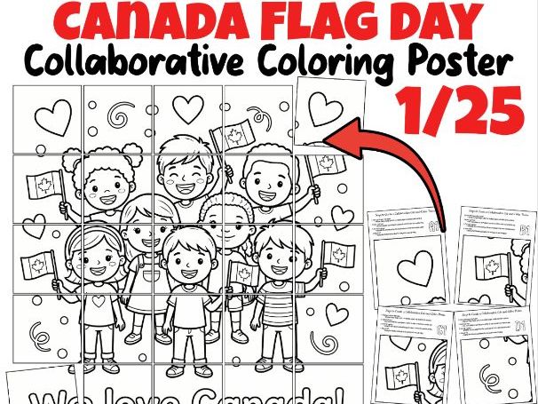 Canada Flag Day Collaborative Coloring Poster | We Love Canada