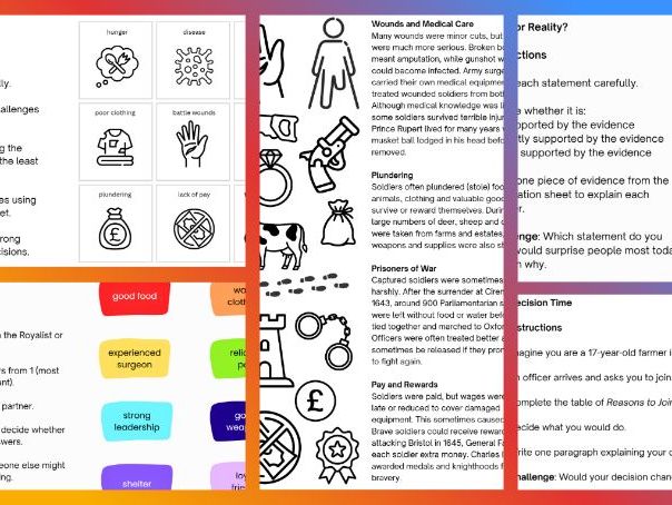 KS3/Common Entrance Making of the UK - English Civil Wars: A Soldier's Life Lesson Pack