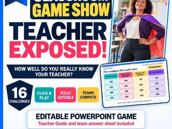 Teacher Exposed! How well do you know your Teacher? Editable Classroom Game Show