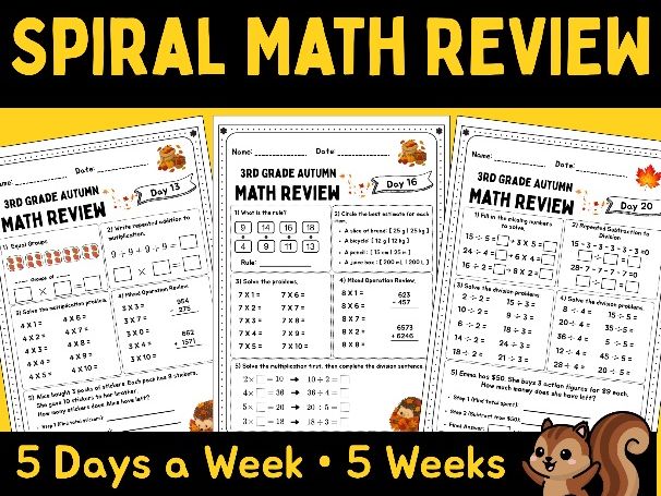 Autumn Maths Spiral Review | Year 4 Morning Work, Halloween Bonus