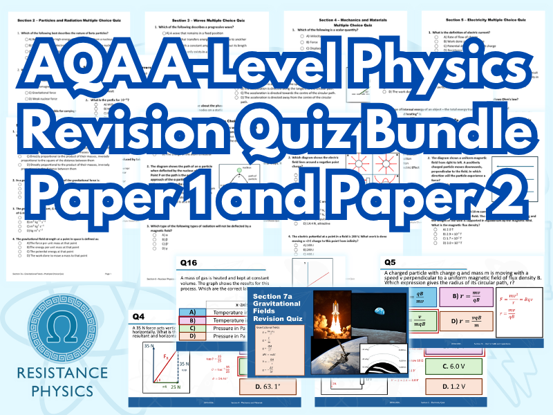 A-Level Physics - Complete AQA Paper 1 and Paper 2 Topic Revision Quiz Megapack