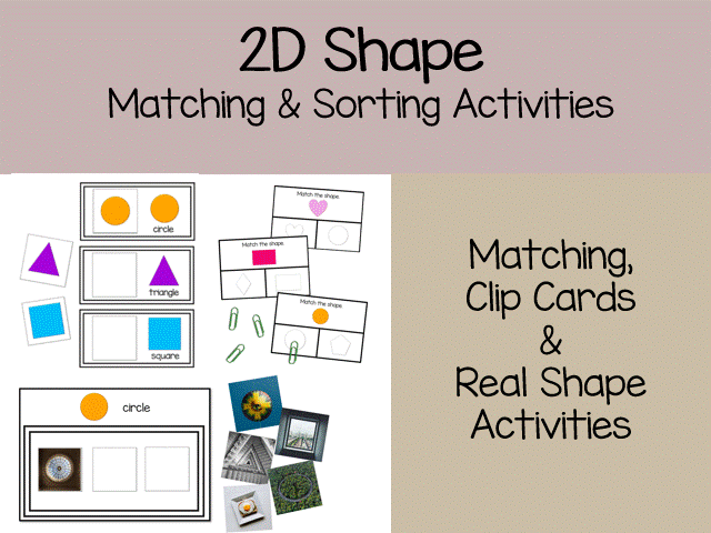 2D Shape Sorting Activities for EYFS & SEN Matching, Clip Cards & Real-Life Shapes