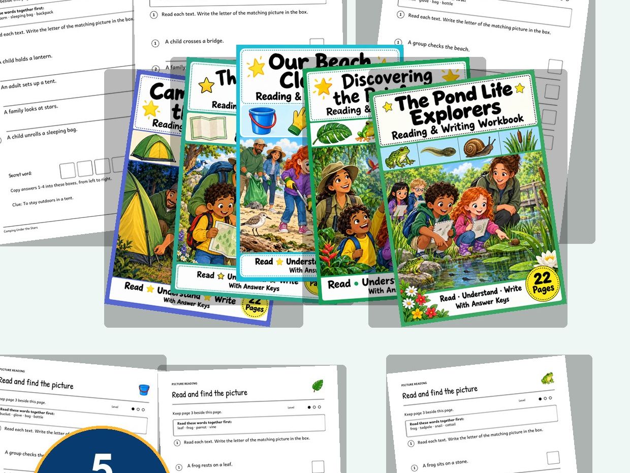 Nature Adventures Reading Comprehension Bundle | Grades 1-2 EAL ESL