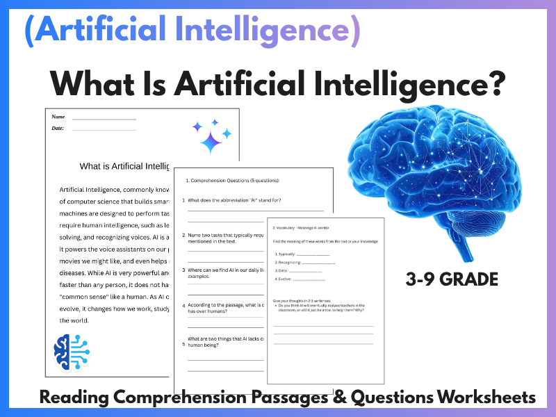 Introduction to Artificial Intelligence (AI) - Reading Comprehension & Vocabulary Worksheet