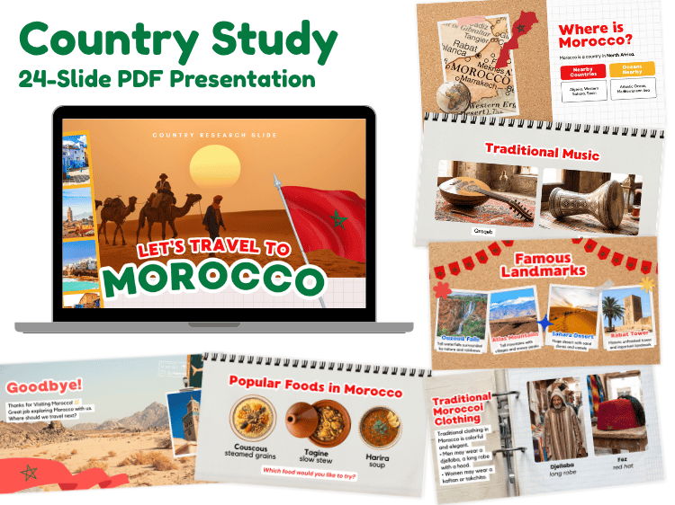Morocco Country Study Presentation | Geography & Culture 24-Slide PDF