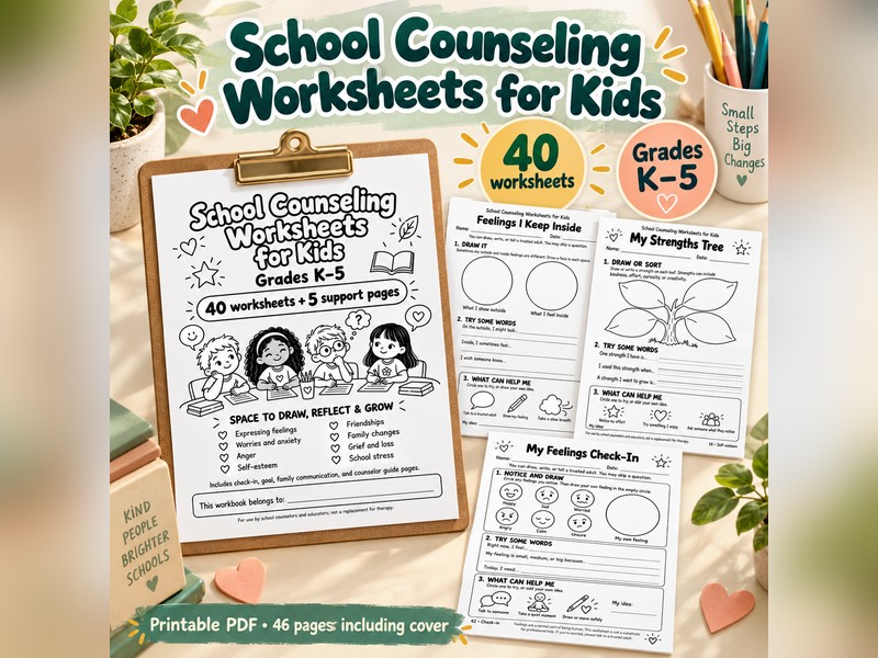 School Counseling Worksheets for Kids K-5