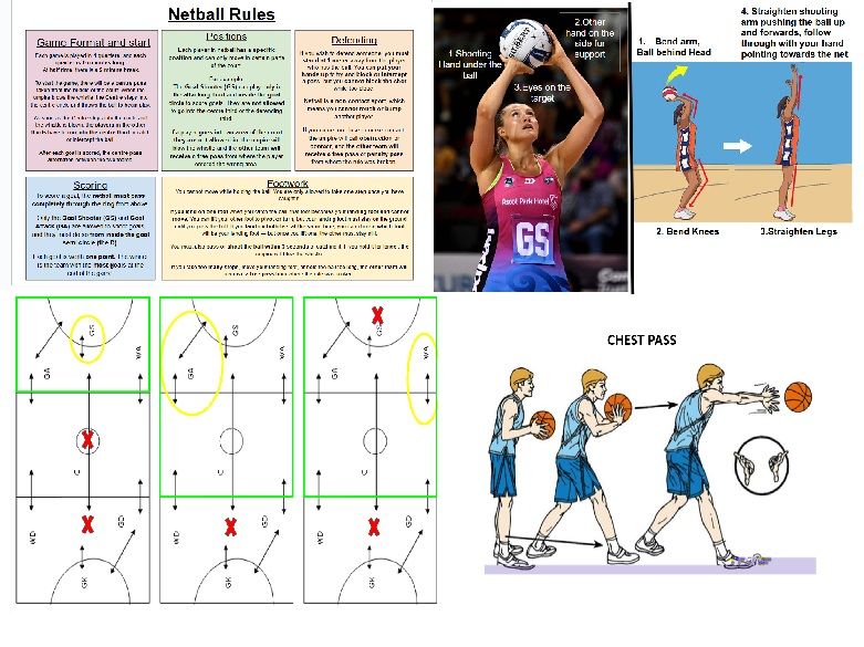Netball visual aid bundle - Rules, Positions, shooting and passing