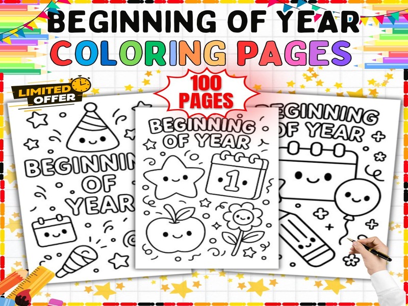 Beginning of Year Coloring Pages | 100 Printable Sheets | Back to School Activities