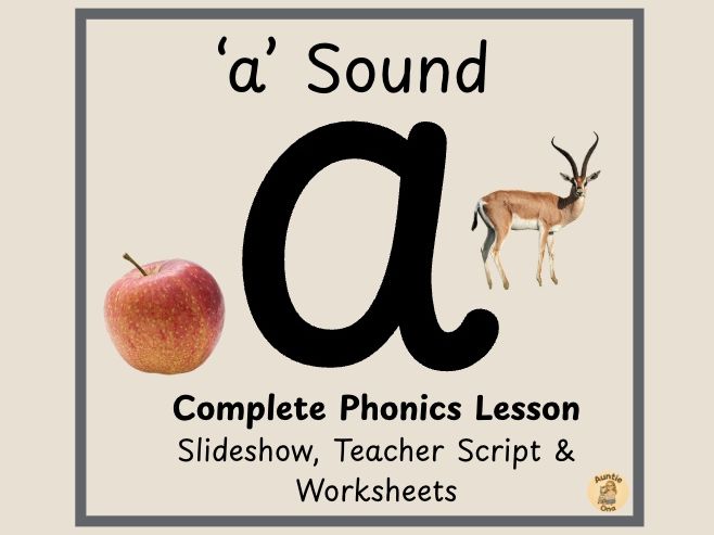 Initial 'a' Sound Complete Lesson: Slides, Teacher Script & Worksheets
