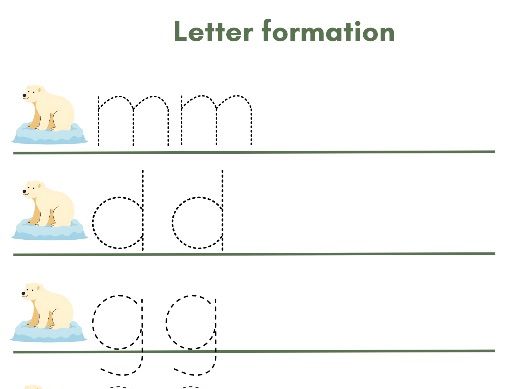 Polar Bear Letter Formation Worksheet – Early Writing Practice