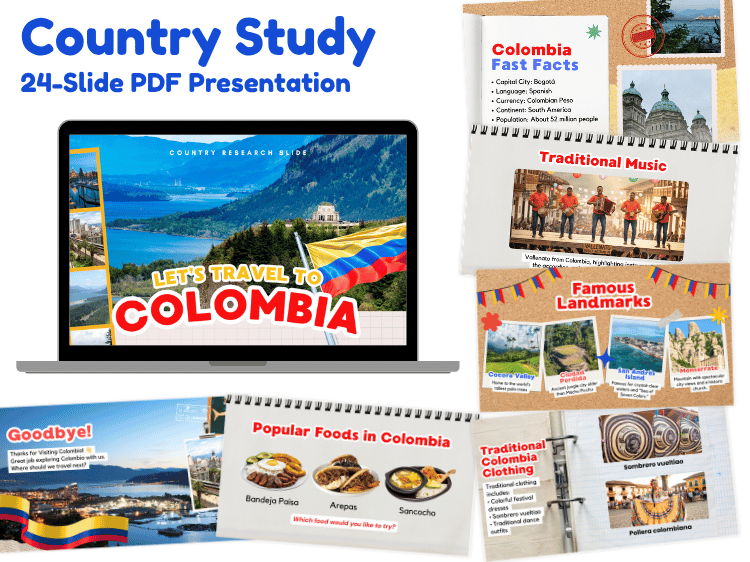 Colombia Country Study Presentation | Geography & Culture Slides