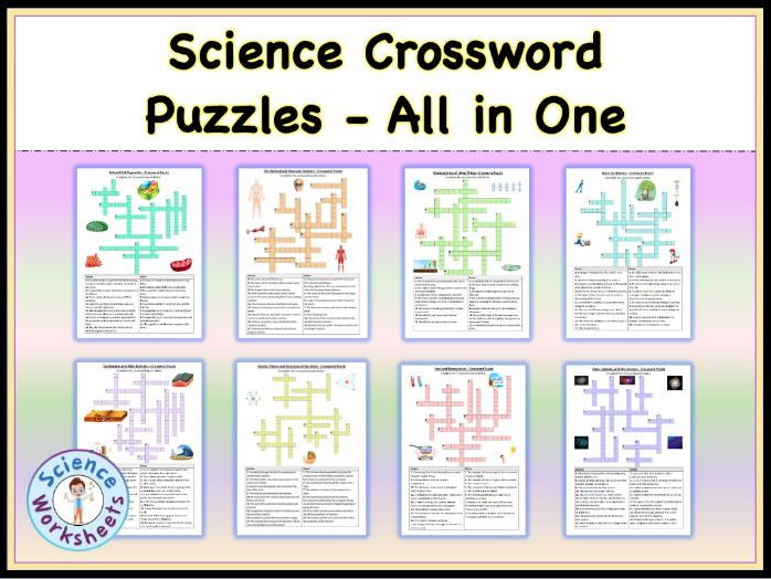 Science Crossword Puzzles - All in One Bundle (Printable Worksheets)