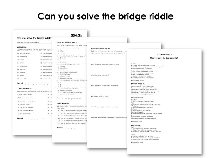 Can you solve the bridge riddle teaching resources
