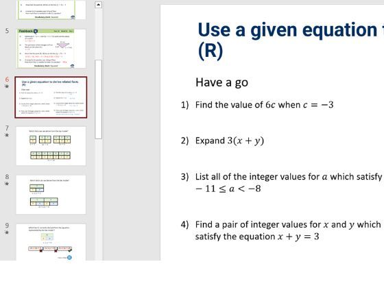 Use a given equation to derive related facts