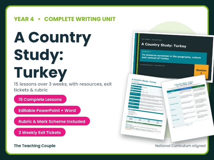A Country Study: Turkey | Year 4 English Unit | 15 Complete Lessons + Resources + Mark Scheme