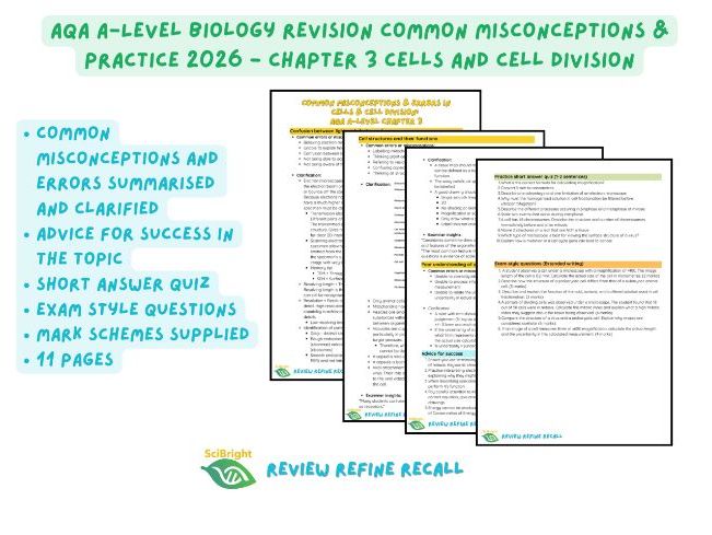 AQA A-Level Biology Revision Common Misconceptions & Practice 2026 Chapter 3 Cell Structure