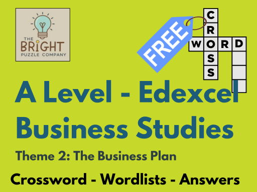 A Level Business Studies - Edexcel - Crossword Puzzle - The Business Plan