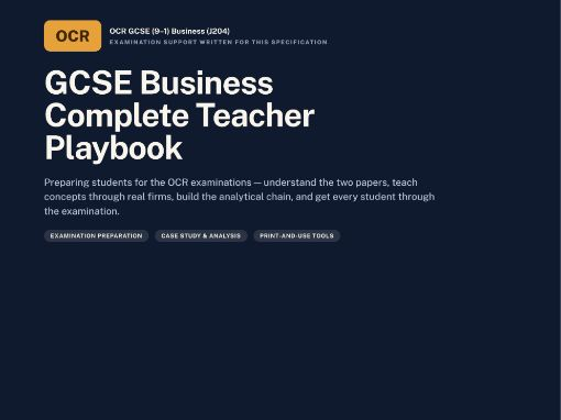 GCSE Business — OCR | Examination Playbook | OCR GCSE (9–1) Business (J204) | 28 Pages