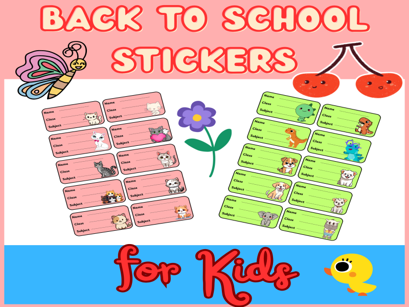Back to School Stickers "Cute Printable Set for Kids"