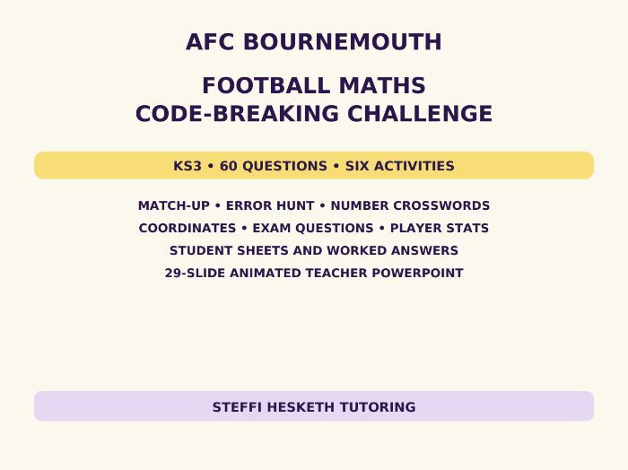 AFC Bournemouth Football Maths Code-Breaking Challenge – KS3