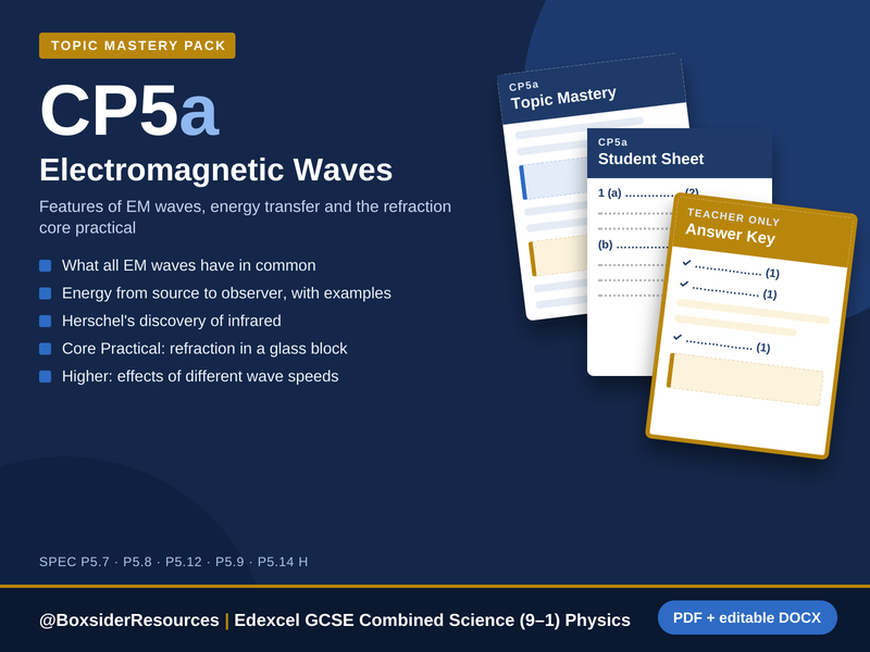 CP5a Electromagnetic Waves | Edexcel GCSE Combined Science Physics Topic Mastery Pack