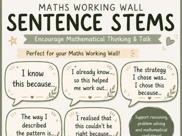 Maths Working Wall Sentence Stems | KS2 Reasoning & Oracy Display