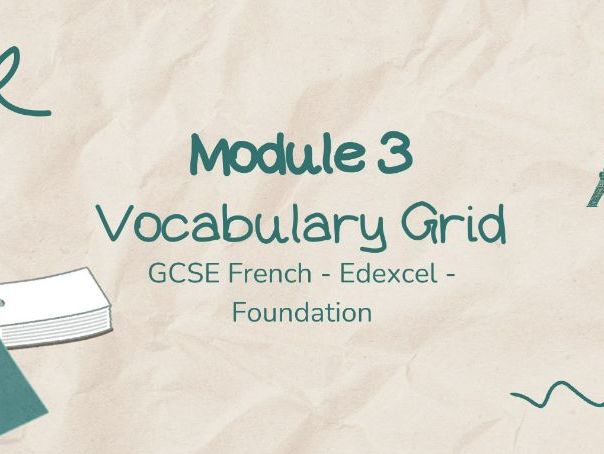 GCSE French Foundation - Edexcel - Module 3 - Vocabulary Grid
