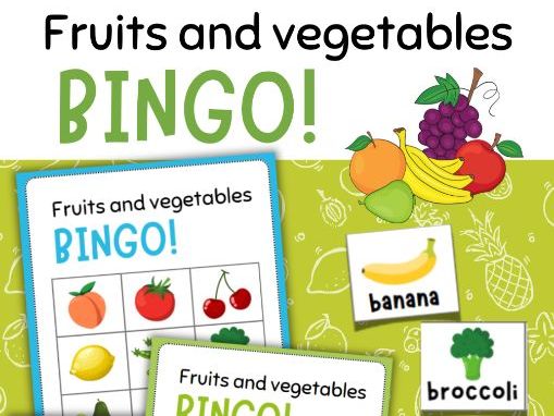 Fruits and Vegetables Bingo | Printable ESL Vocabulary Game, Healthy Food Bingo Activity