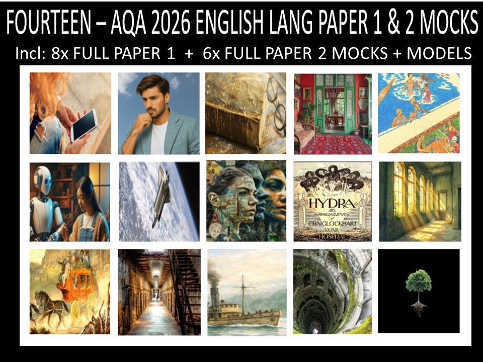 Fourteen AQA 2026 English Language Paper 1+ 2 Mocks + Models