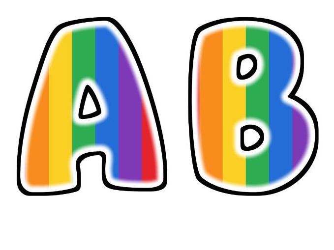 Rainbow Vertical Stripes Glow Bubble Letters | Bulletin Board Letters | Classroom Display Pack