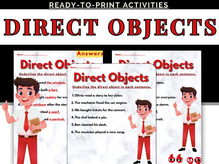 Direct Objects Worksheets | Grammar Practice | Identifying Sentence Parts