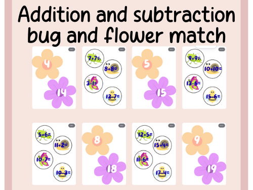 add and subtract within 20- matching- continuous provision