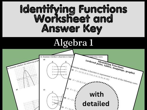 Identifying Functions Worksheet and Answer Key | Algebra 1