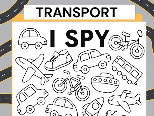 Transport/Travel themed I Spy Counting and Colouring Sheet